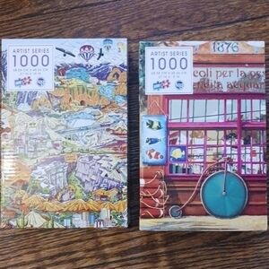 2- Artist Series Puzzles, 1000pcs, New Sealed Lizione De Acquario + Of Beautiful